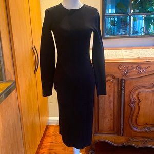 Ralph Lauren, Sexy Bodycon, midi dress in (silk, cashmere) and Leather details.